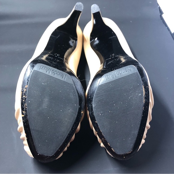 Nando Muzi - Nude Leather Platform Heels with Crystal Detail - Size 7 - Picture 2 of 9